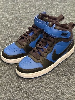 Nike Court Borough Mid 2 Blue Black Sneakers Youth Size 5Y CD7782-404